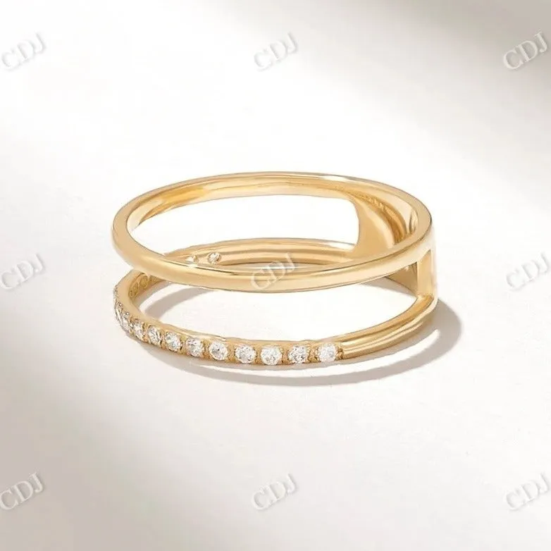 0.16CTW Thin Double Strand Gold Diamond Wedding Band