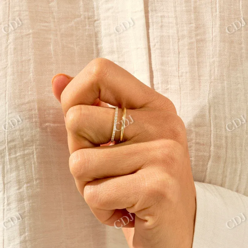 0.16CTW Thin Double Strand Gold Diamond Wedding Band