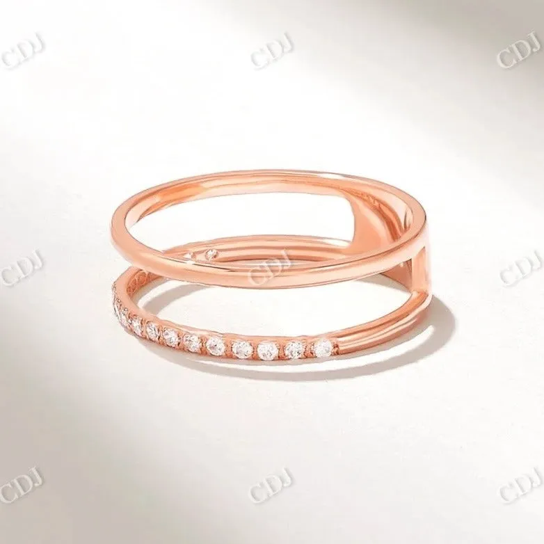 0.16CTW Thin Double Strand Gold Diamond Wedding Band