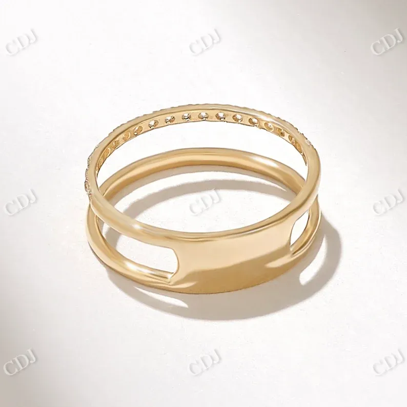 0.16CTW Thin Double Strand Gold Diamond Wedding Band
