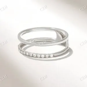 0.16CTW Thin Double Strand Gold Diamond Wedding Band