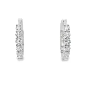 14K White Gold Lab Grown Diamond Huggie Earrings - 1.00ctw