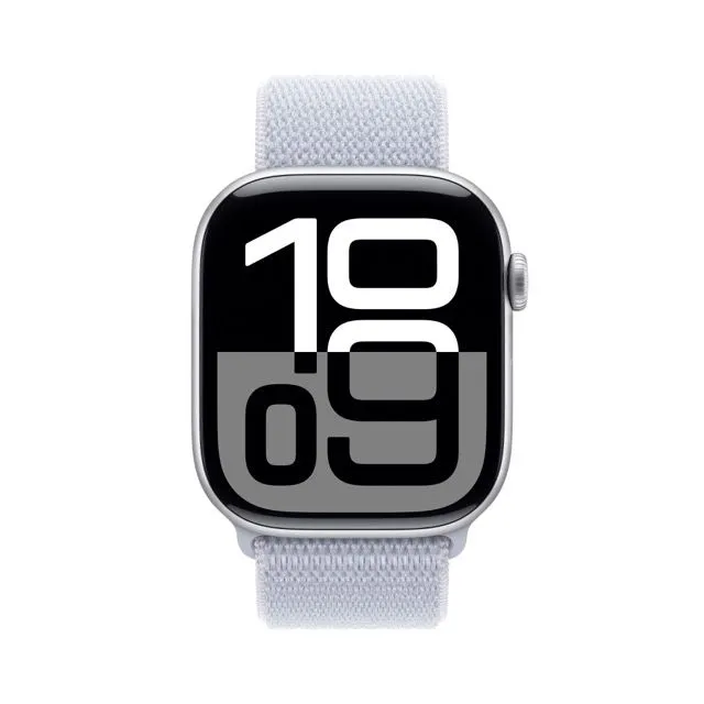 Apple Watch Series 10 GPS   Cellular Silver Aluminum Case with Blue Cloud Sport Loop