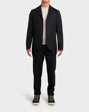 Black Wool Pinstripe Trousers