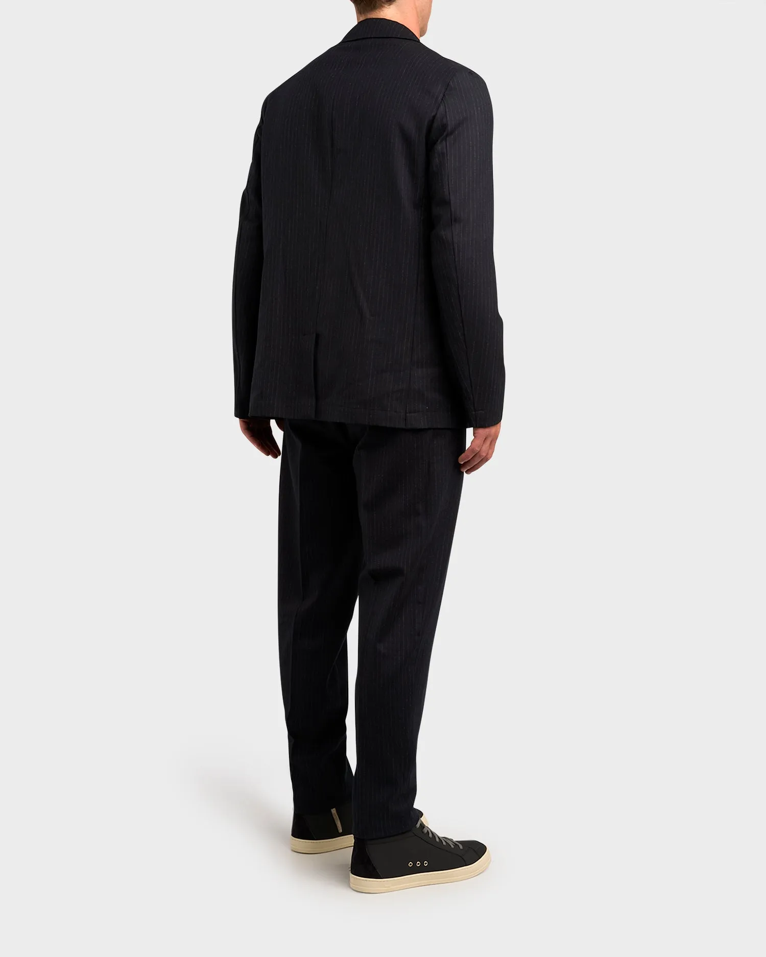 Black Wool Pinstripe Trousers