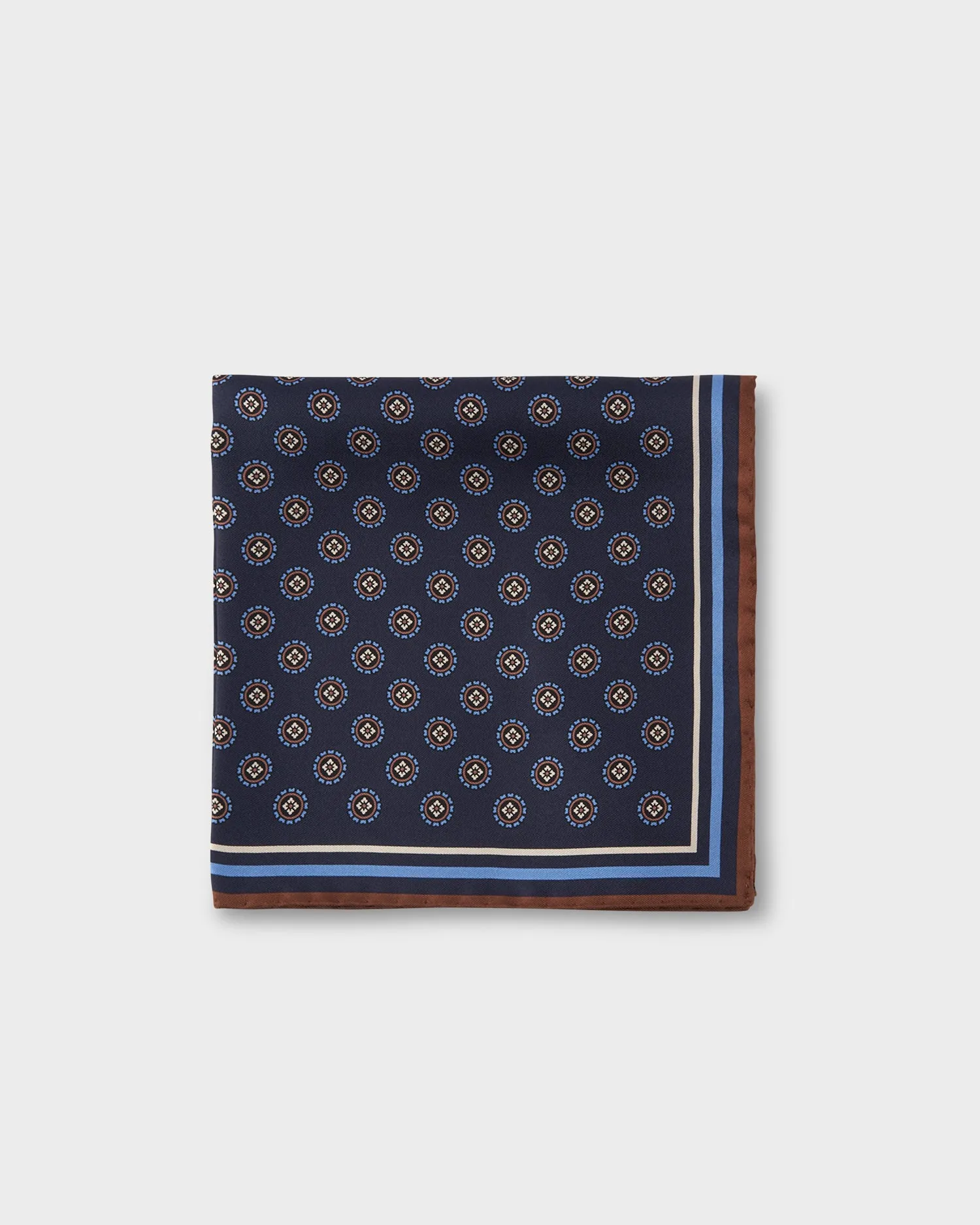 Blue Circular Pattern Silk Pocket Square