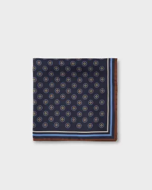 Blue Circular Pattern Silk Pocket Square