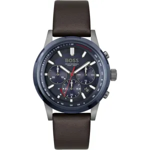 BOSS Solgrade 44mm Recycled Leather Blue Solar Men's Watch