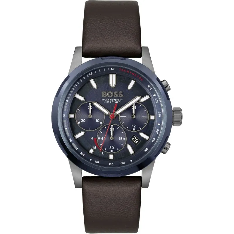 BOSS Solgrade 44mm Recycled Leather Blue Solar Men's Watch