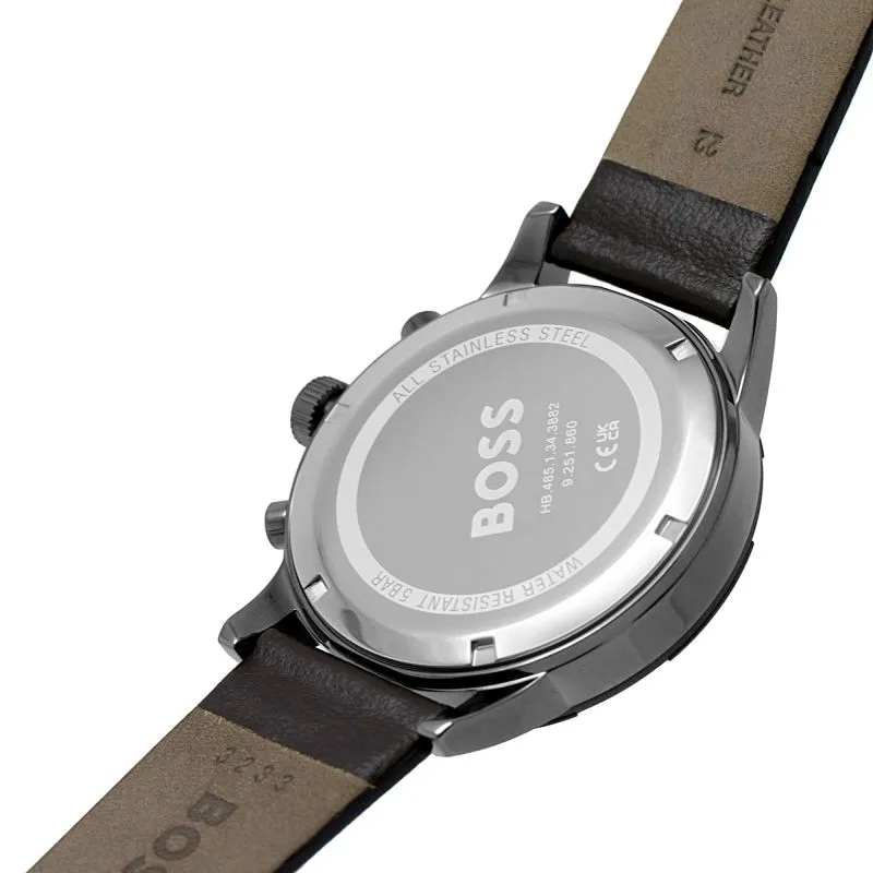 BOSS Solgrade 44mm Recycled Leather Blue Solar Men's Watch
