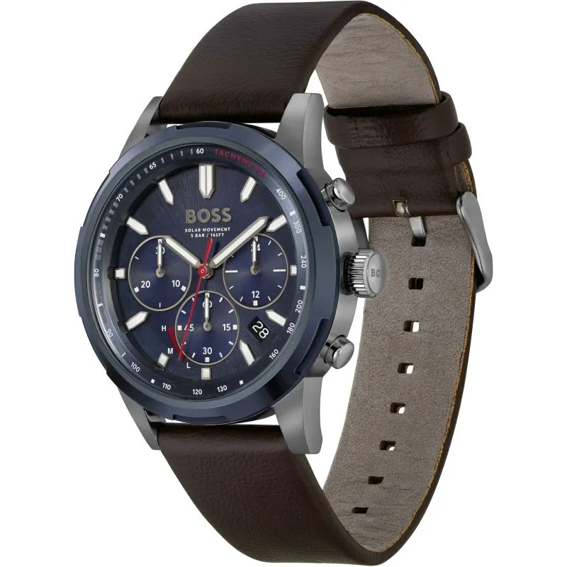 BOSS Solgrade 44mm Recycled Leather Blue Solar Men's Watch