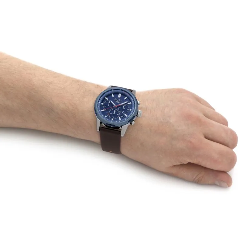 BOSS Solgrade 44mm Recycled Leather Blue Solar Men's Watch