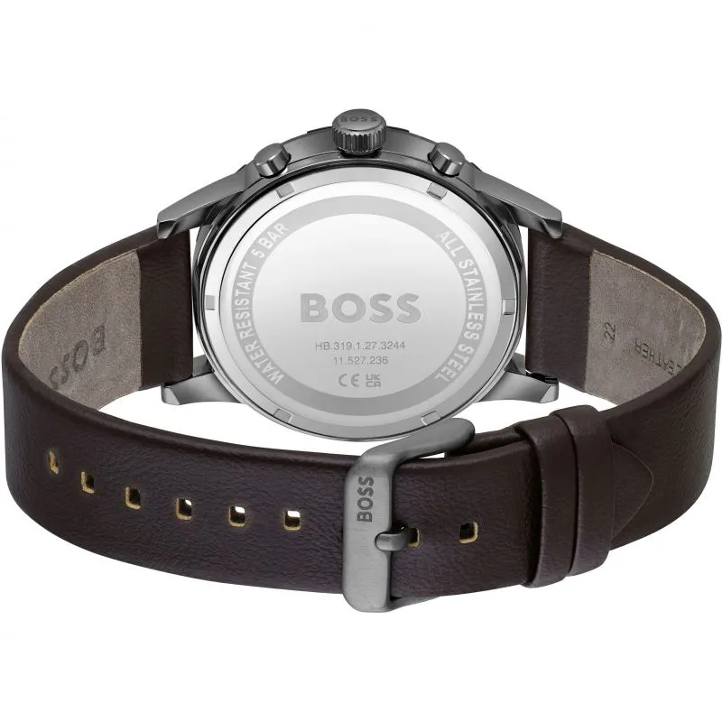 BOSS Solgrade 44mm Recycled Leather Blue Solar Men's Watch
