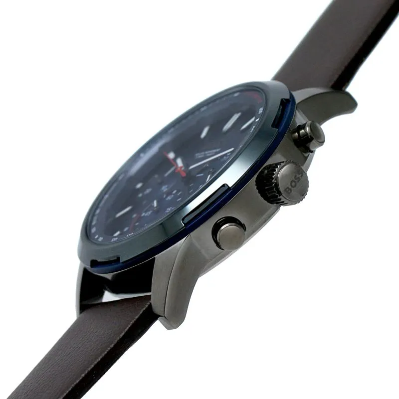 BOSS Solgrade 44mm Recycled Leather Blue Solar Men's Watch