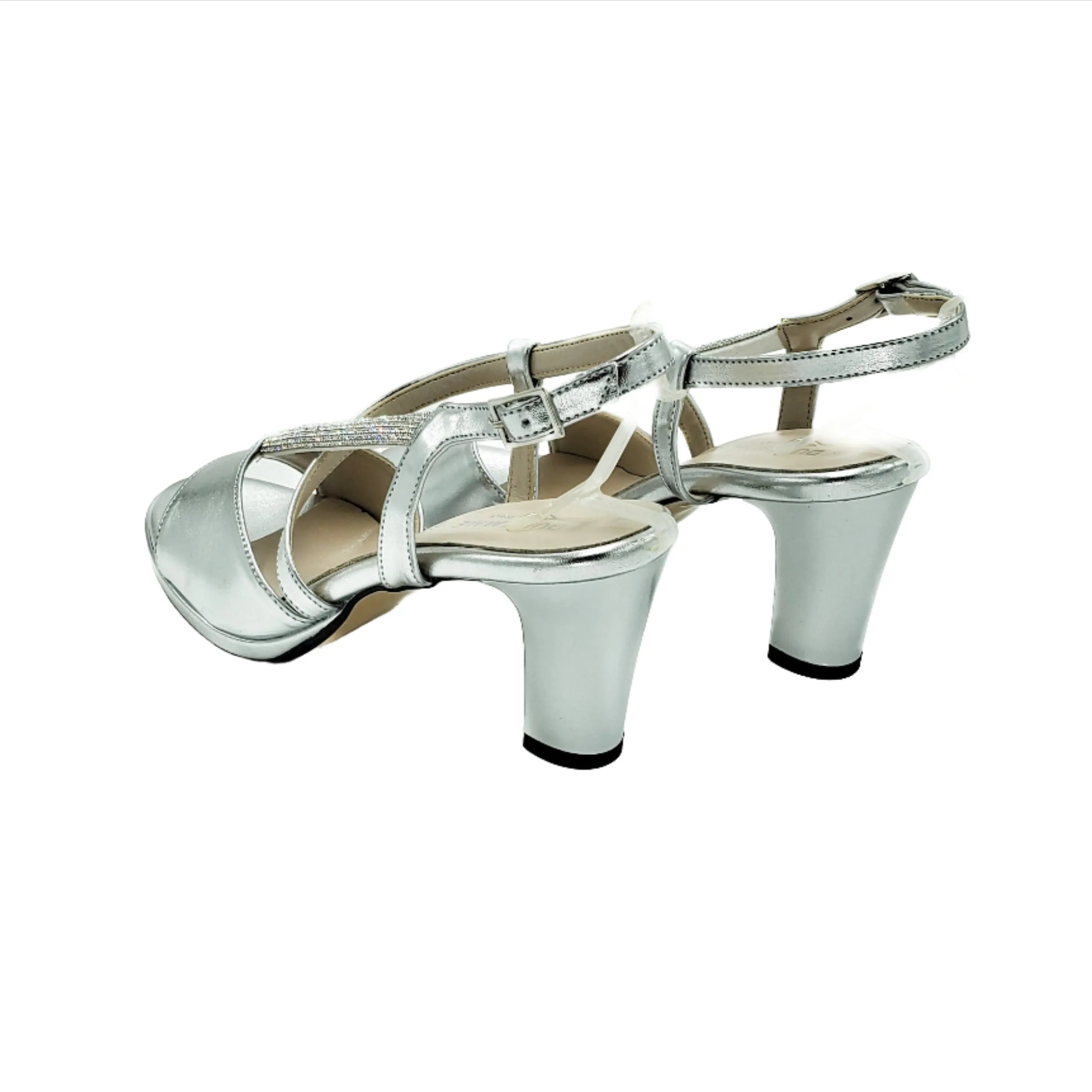 Cone Heel Sandal Platform  - Silver
