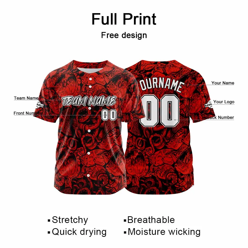 Custom Baseball Uniforms High-Quality for Adult Kids Optimized for Performance Seabed-Red