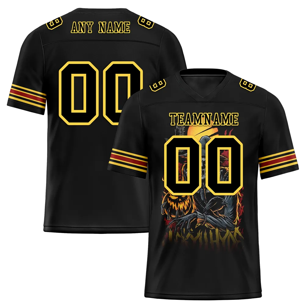 Custom Black Skull Fashion Black Personalized Authentic Football Jersey FBJ02-bc0fba8