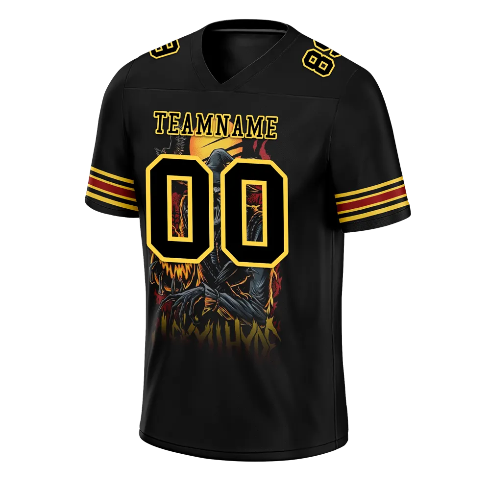 Custom Black Skull Fashion Black Personalized Authentic Football Jersey FBJ02-bc0fba8