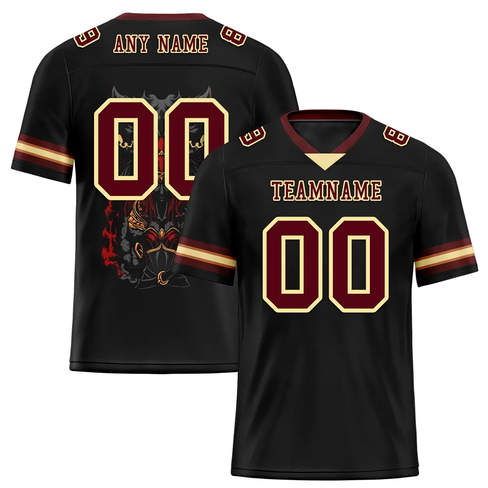 Custom Black Skull Fashion Brown Personalized Authentic Football Jersey FBJ02-bc0fbbf
