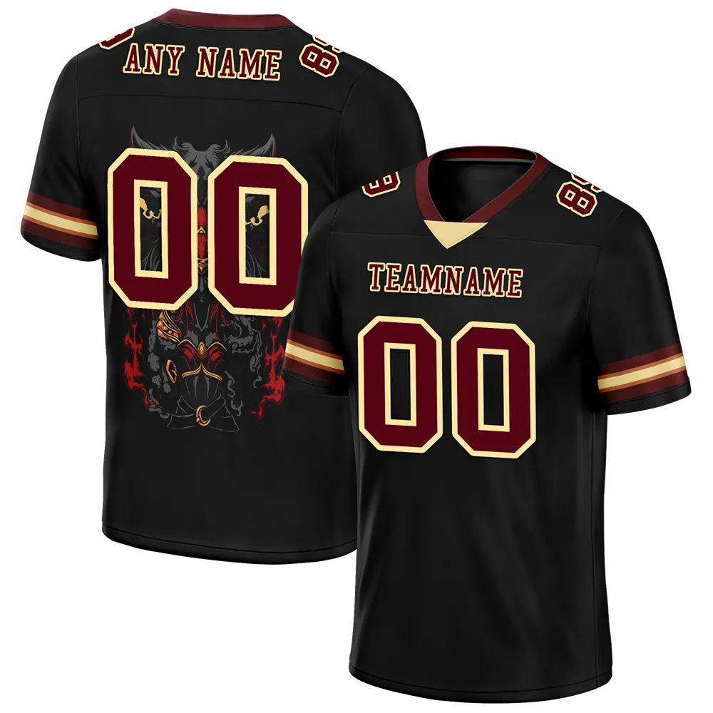 Custom Black Skull Fashion Brown Personalized Authentic Football Jersey FBJ02-bc0fbbf