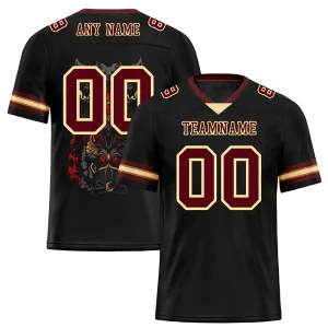 Custom Black Skull Fashion Brown Personalized Authentic Football Jersey FBJ02-bc0fbbf