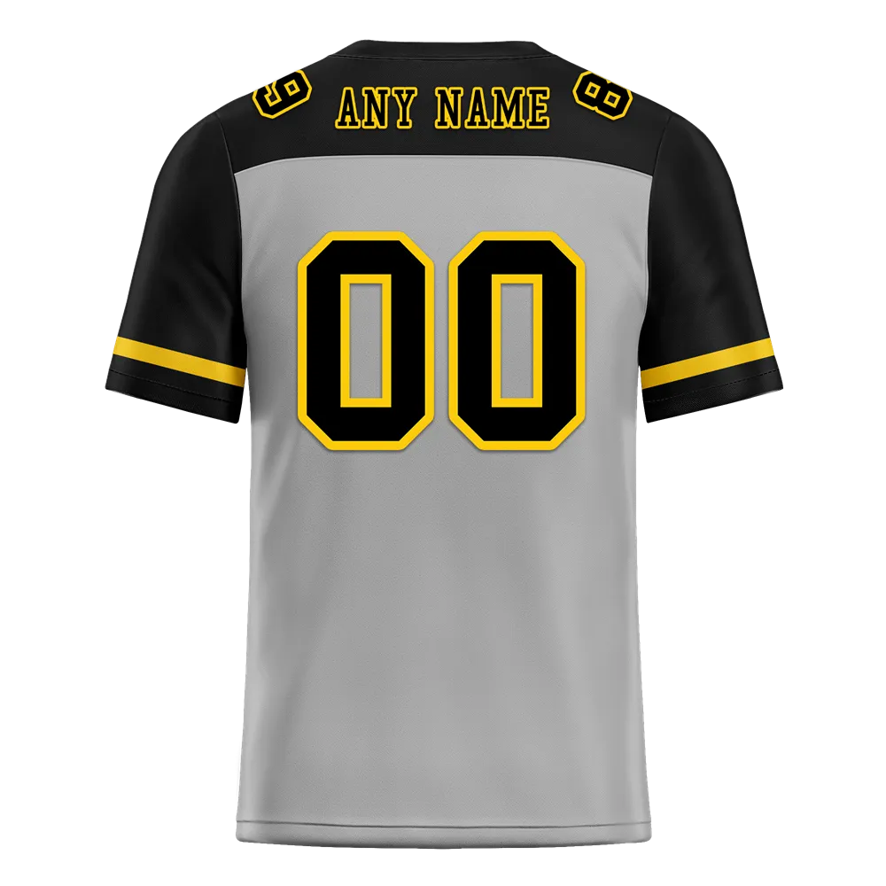 Custom Grey Black Raglan Sleeves Black Personalized Authentic Football Jersey FBJ02-bc0f0a9