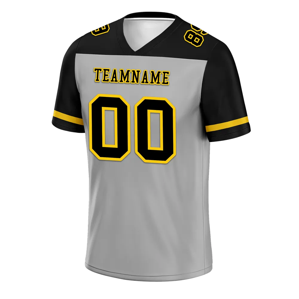 Custom Grey Black Raglan Sleeves Black Personalized Authentic Football Jersey FBJ02-bc0f0a9