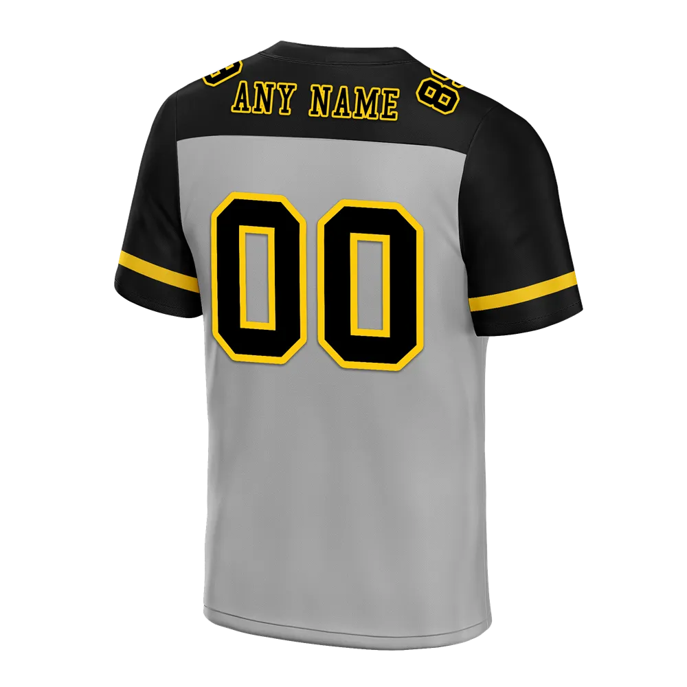 Custom Grey Black Raglan Sleeves Black Personalized Authentic Football Jersey FBJ02-bc0f0a9