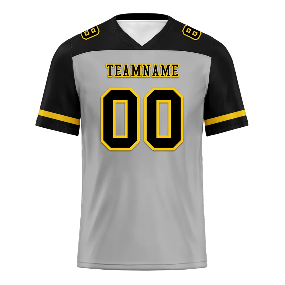Custom Grey Black Raglan Sleeves Black Personalized Authentic Football Jersey FBJ02-bc0f0a9