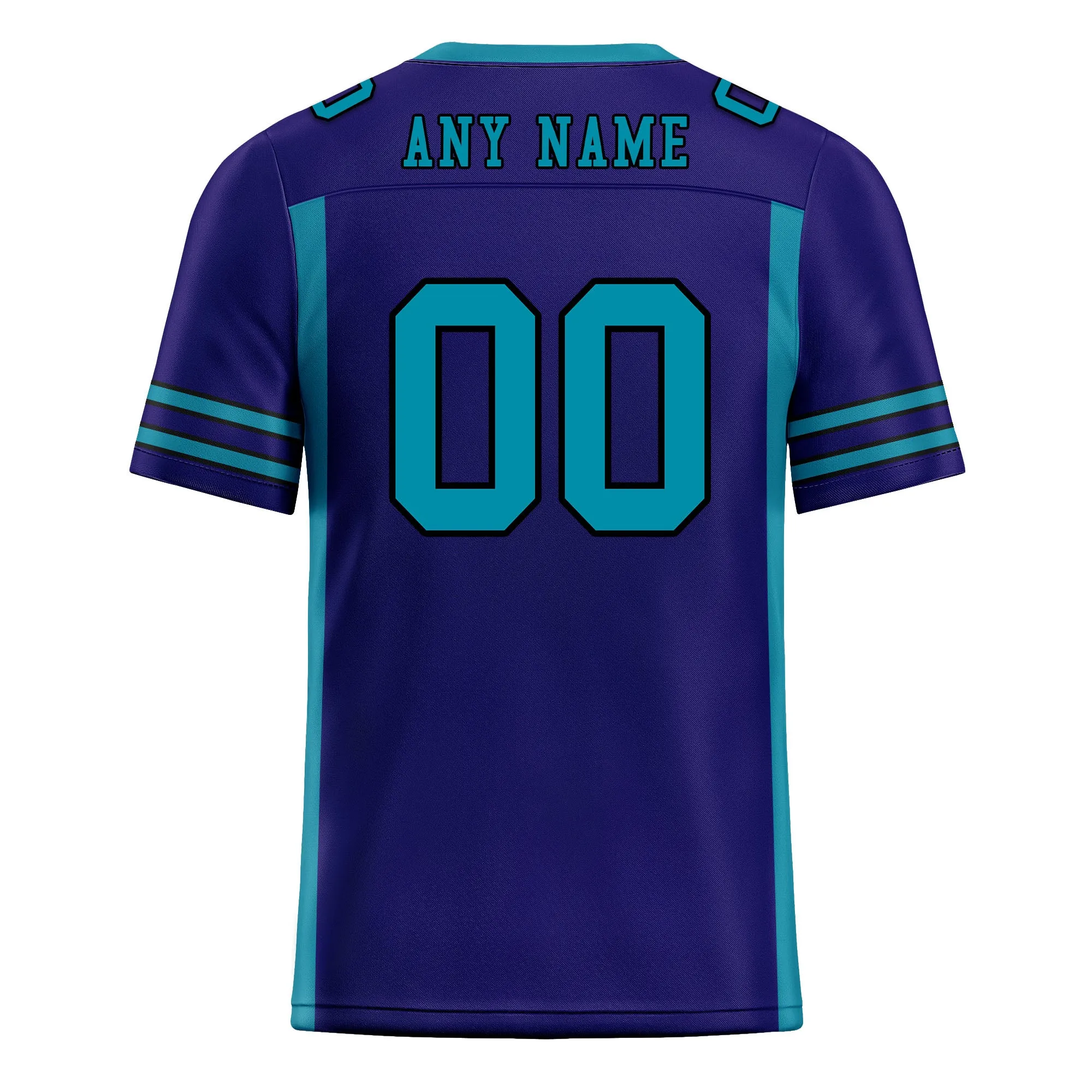 Custom Purple Turquoise Striped Sleeves Personalized Authentic Football Jersey FBJ02-D06064