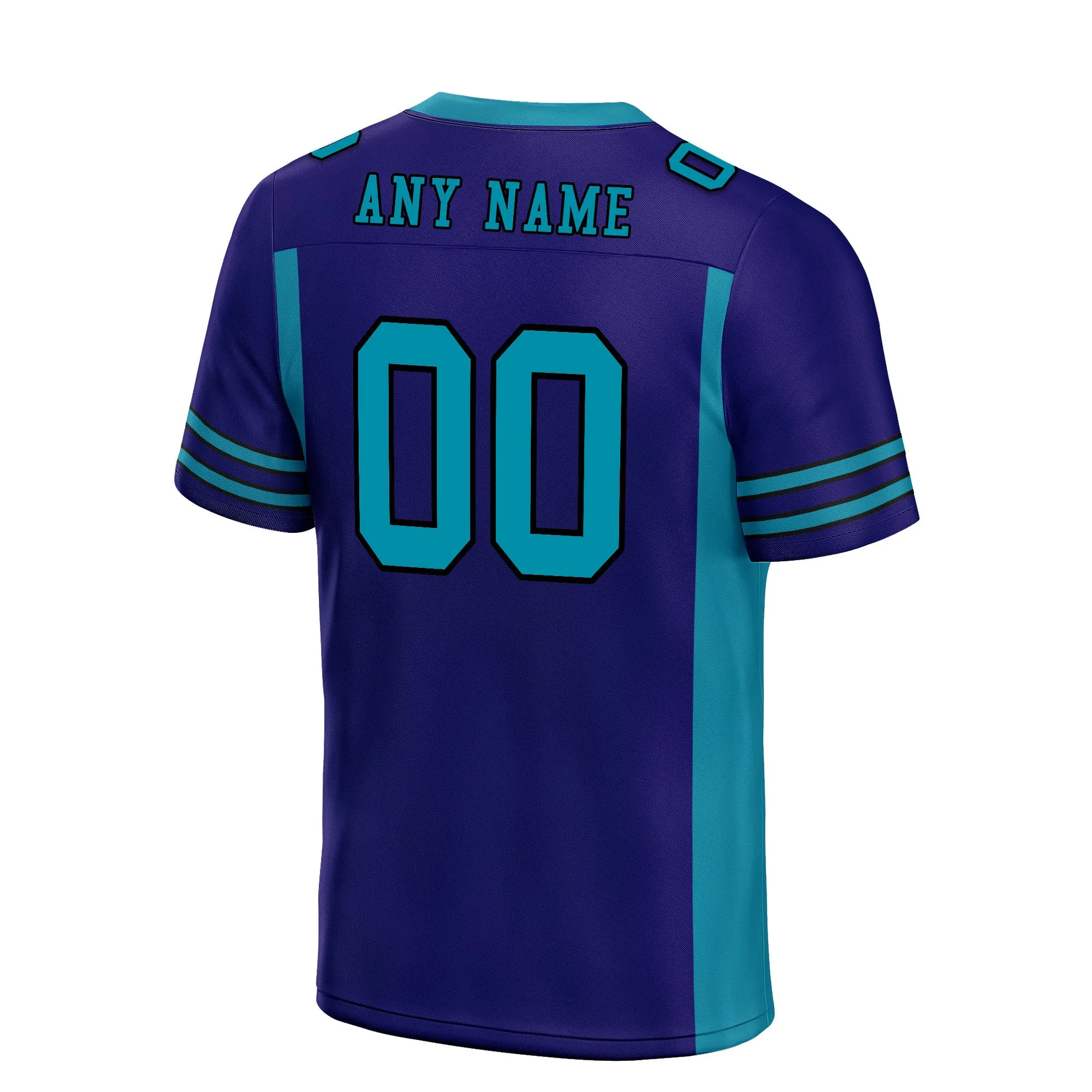 Custom Purple Turquoise Striped Sleeves Personalized Authentic Football Jersey FBJ02-D06064