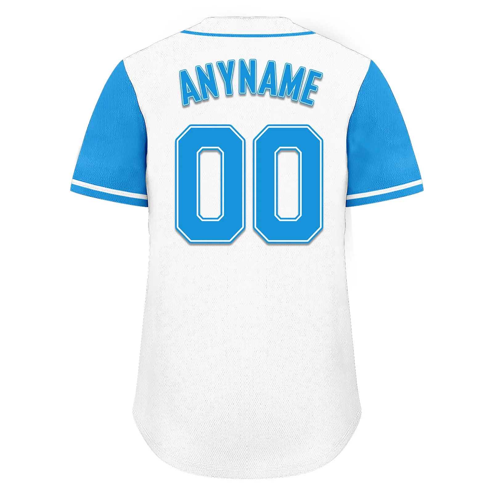 Custom White Blue Raglan Sleeves Personalized Authentic Baseball Jersey BSBJ01-D020200-1