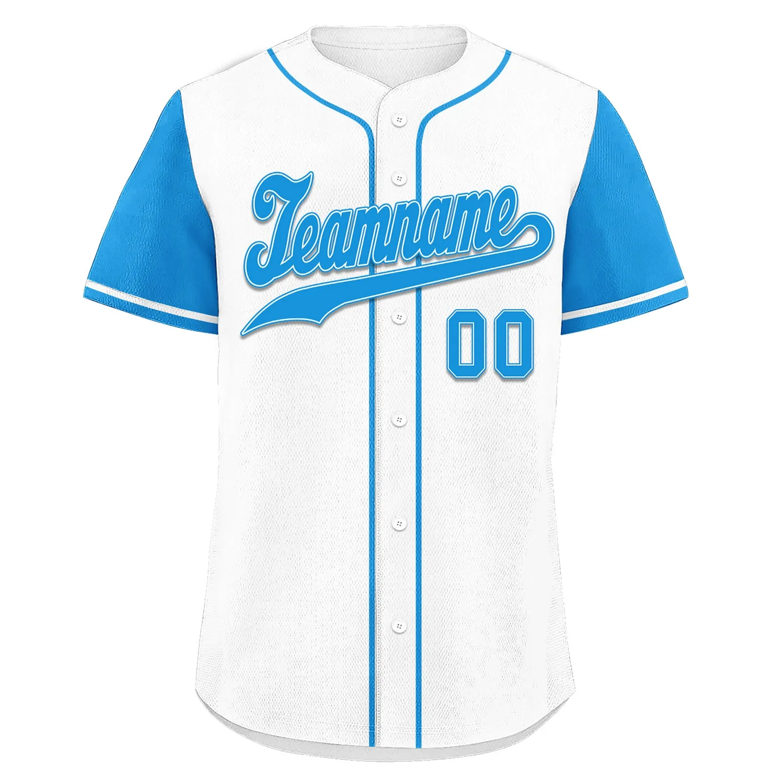 Custom White Blue Raglan Sleeves Personalized Authentic Baseball Jersey BSBJ01-D020200-1