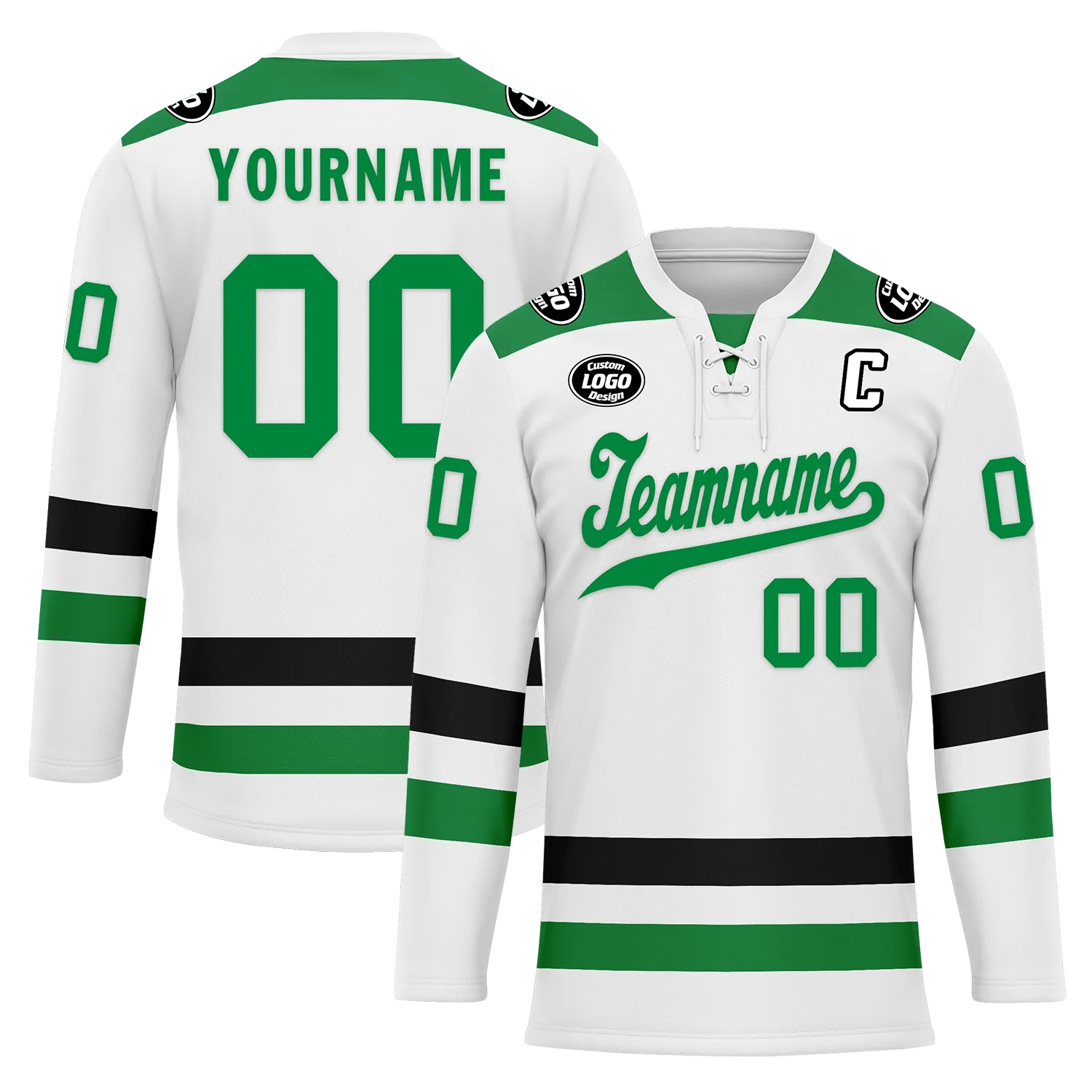 Custom White Green Personalized Hockey Jersey HCKJ01-D0a70b7