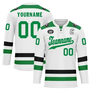 Custom White Green Personalized Hockey Jersey HCKJ01-D0a70b7
