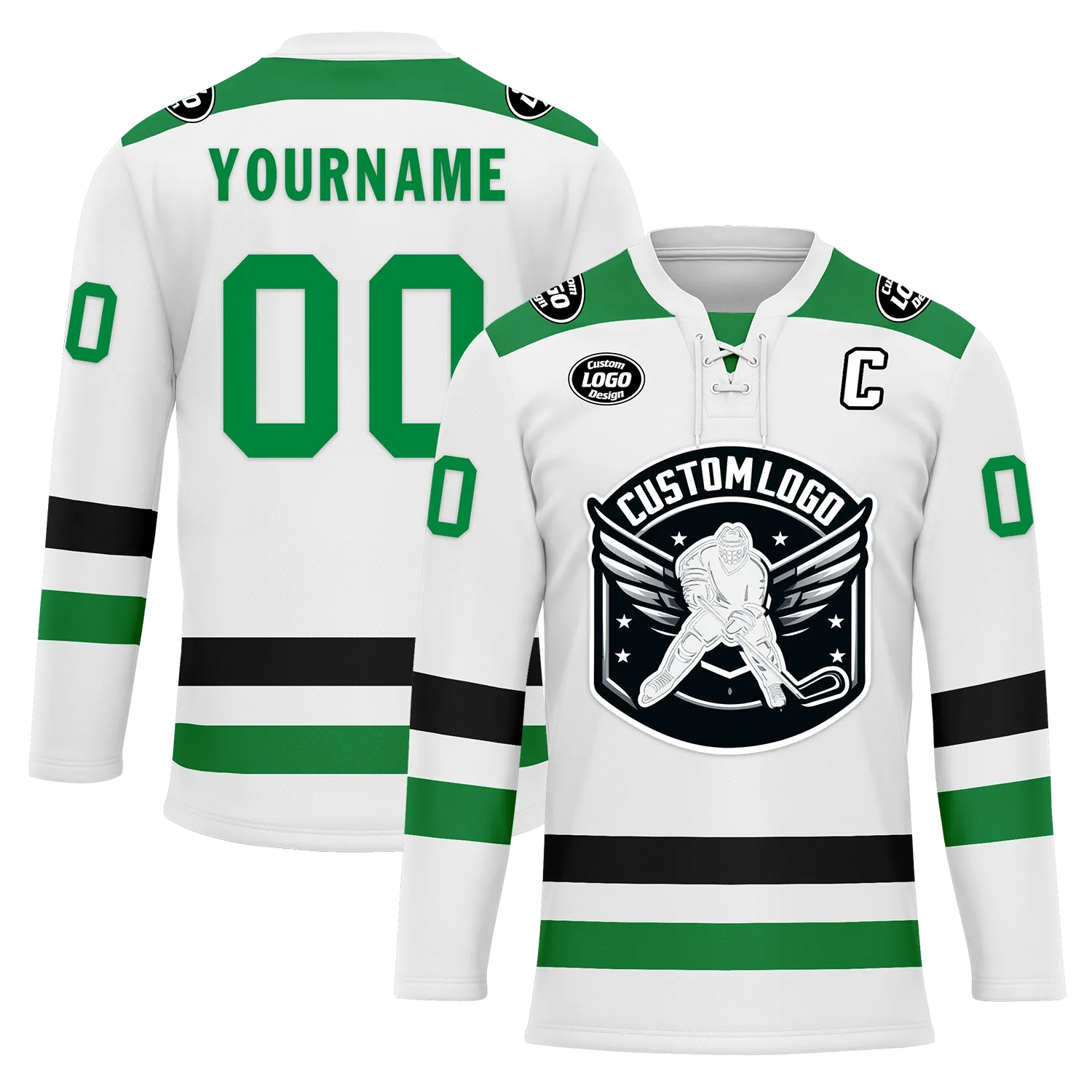 Custom White Green Personalized Hockey Jersey HCKJ01-D0a70b7