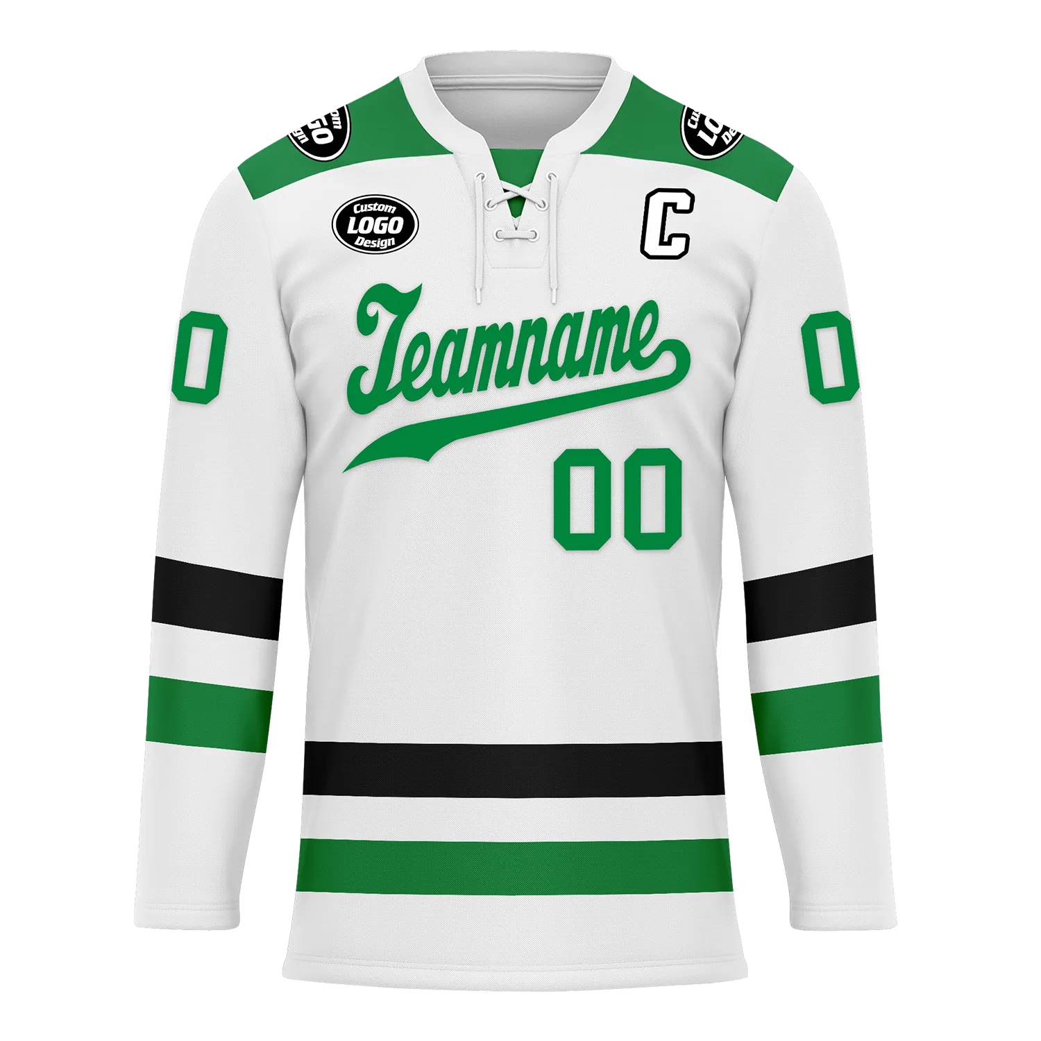 Custom White Green Personalized Hockey Jersey HCKJ01-D0a70b7