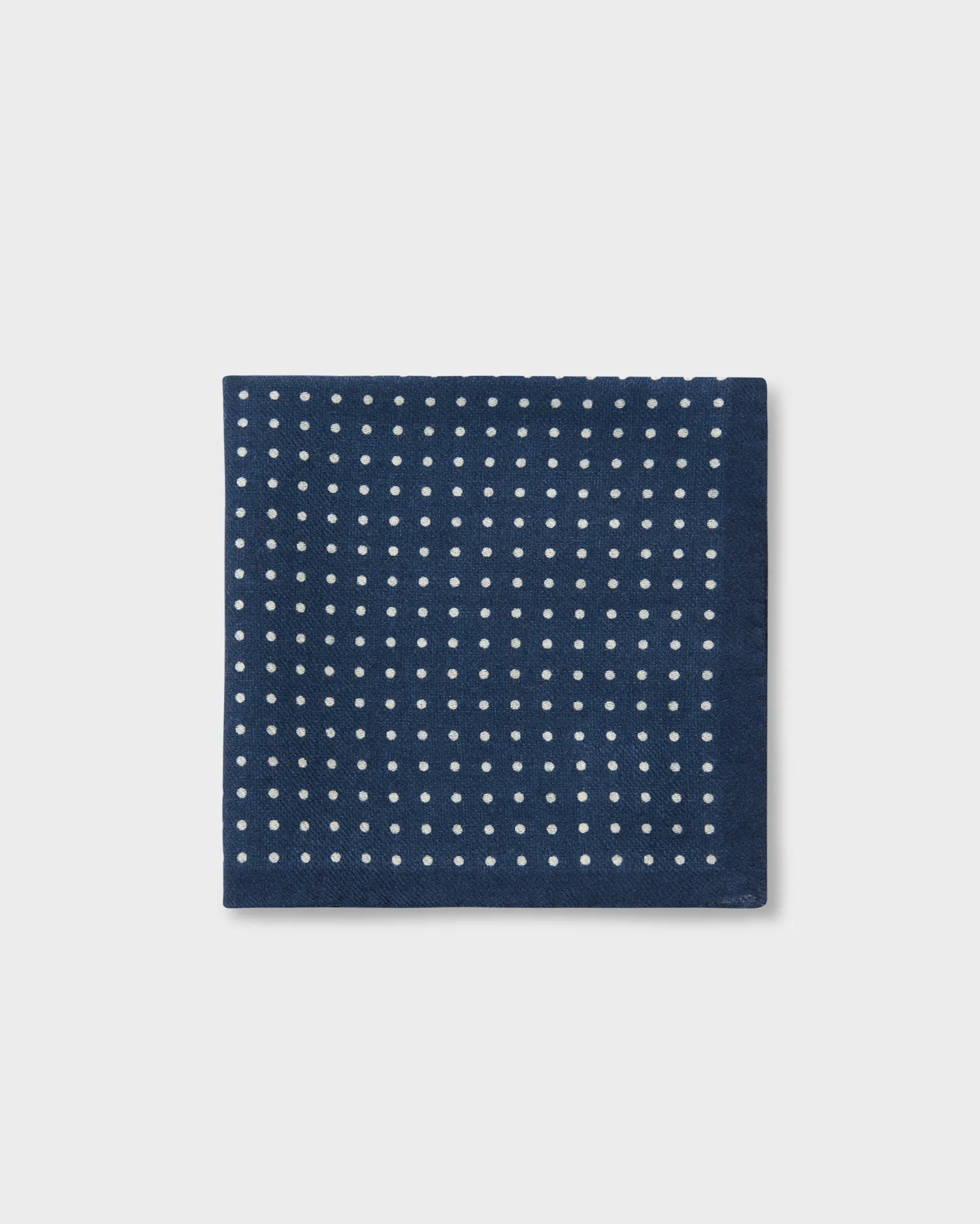 Dark Blue Polkadot Wool Pocket Square