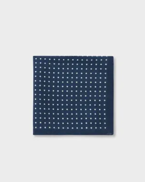 Dark Blue Polkadot Wool Pocket Square