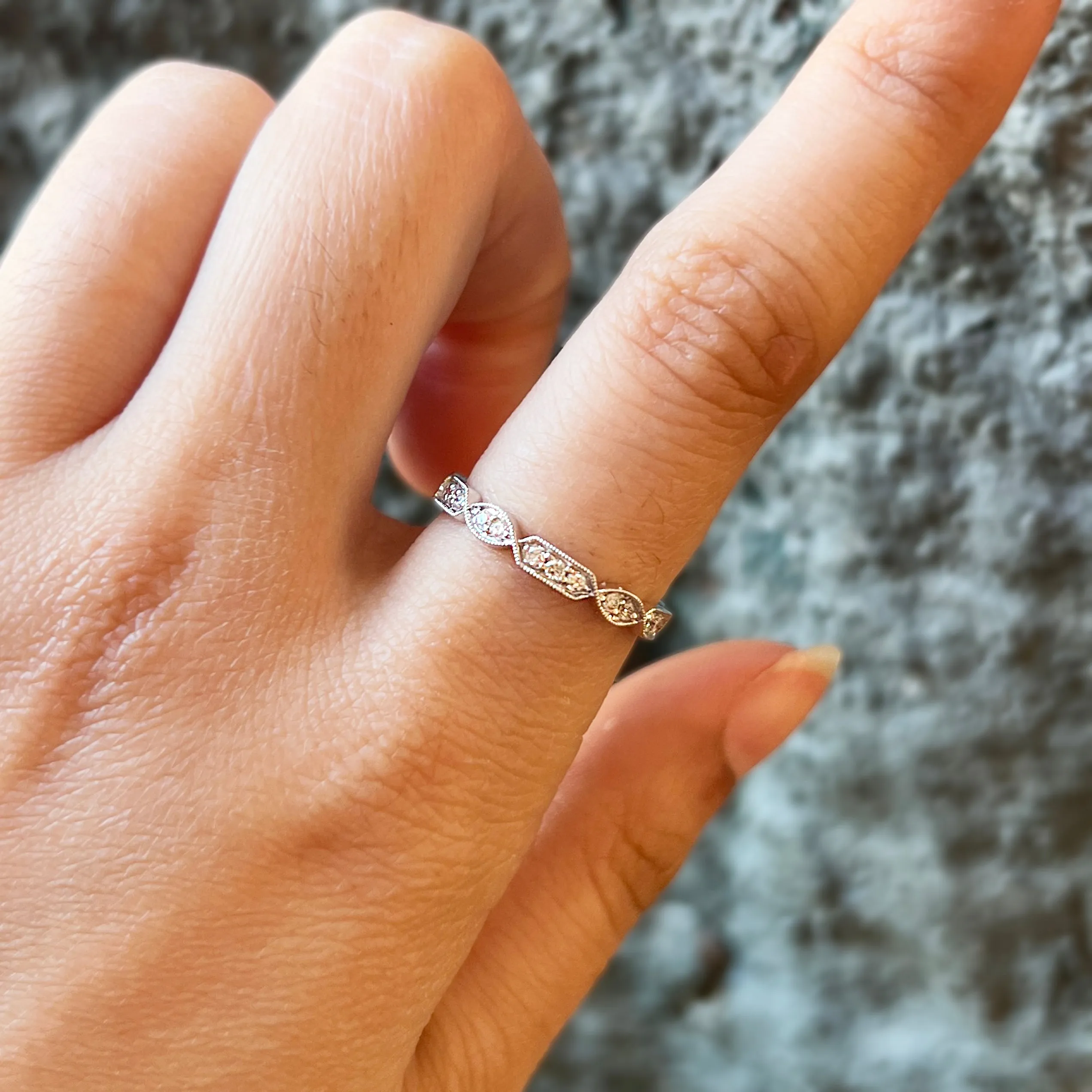 Diamond & White Gold Twist Wedding Band