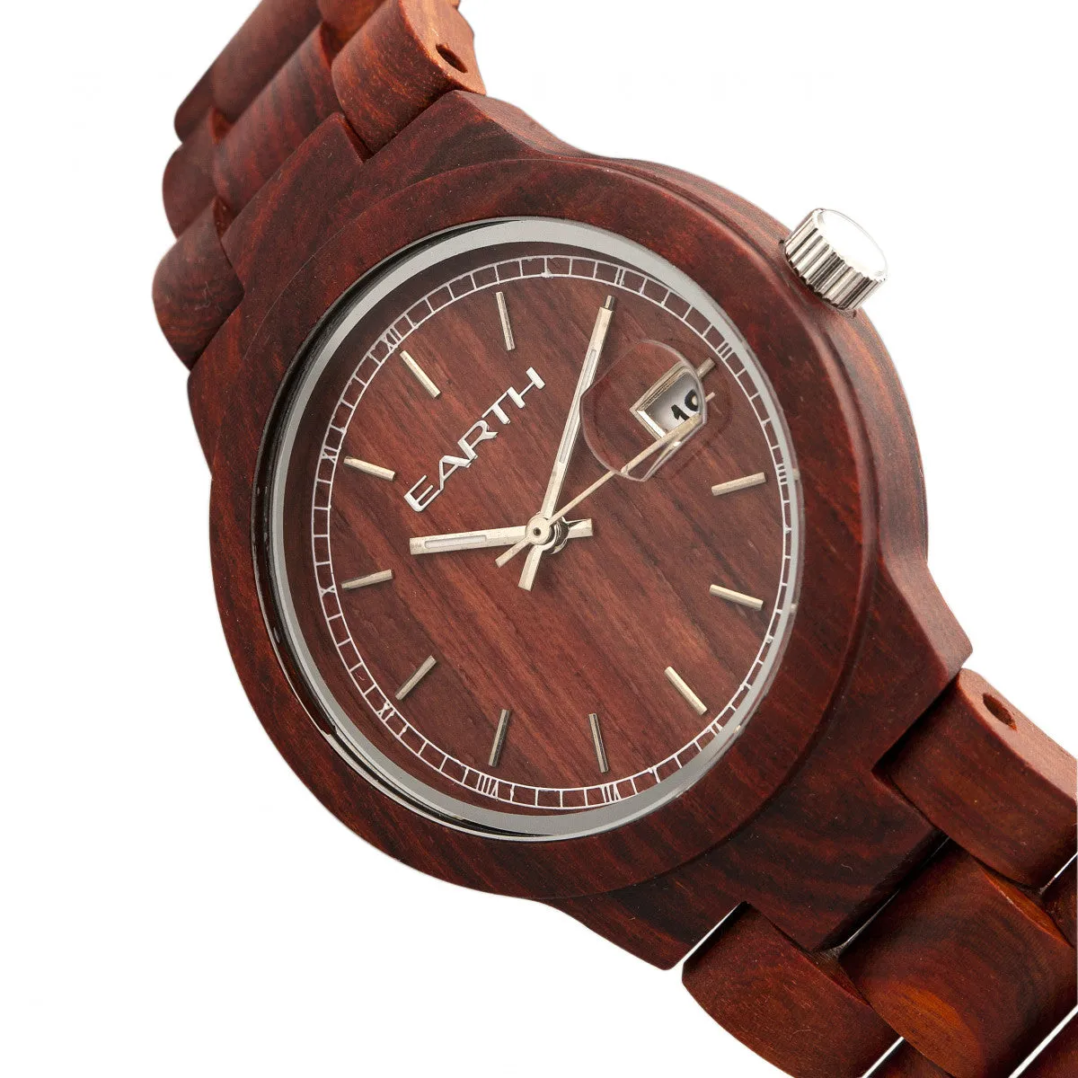 Earth Wood Biscayne Bracelet Watch w/Date - Red