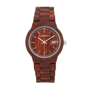 Earth Wood Biscayne Bracelet Watch w/Date - Red