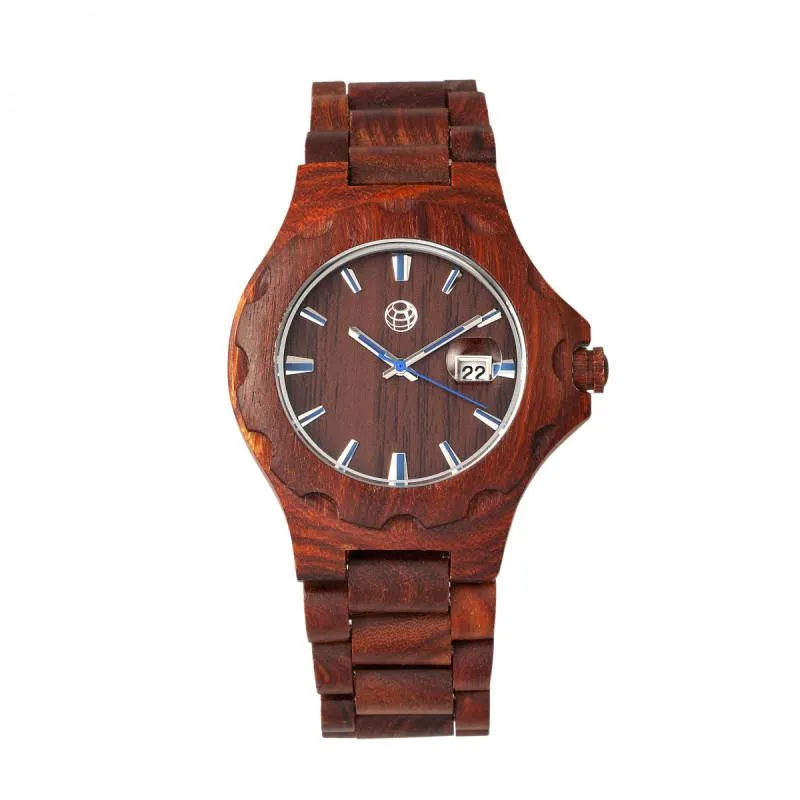 Earth Wood Gila Bracelet Watch w/Magnified Date