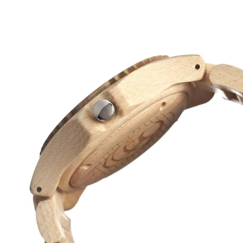 Earth Wood Phloem Bracelet Watch w/Date