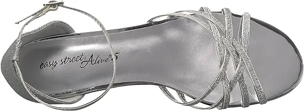 Easy Street Women's Tarrah Crossover Wedge Sandals  Color Silver Glitter Size 7.5WW