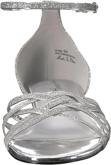 Easy Street Women's Tarrah Crossover Wedge Sandals  Color Silver Glitter Size 7.5WW