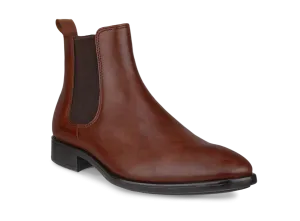 ECCO Citytray Cognac Chelsea Leather Mens Pull On Boot