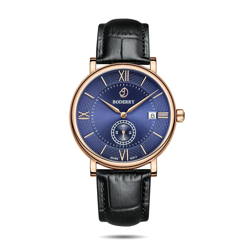 ELEGANT - Swiss Quartz Movement Watch | Rose Gold & Blue Dial