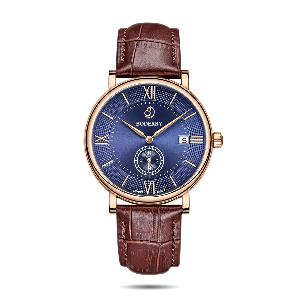 ELEGANT - Swiss Quartz Movement Watch | Rose Gold & Blue Dial
