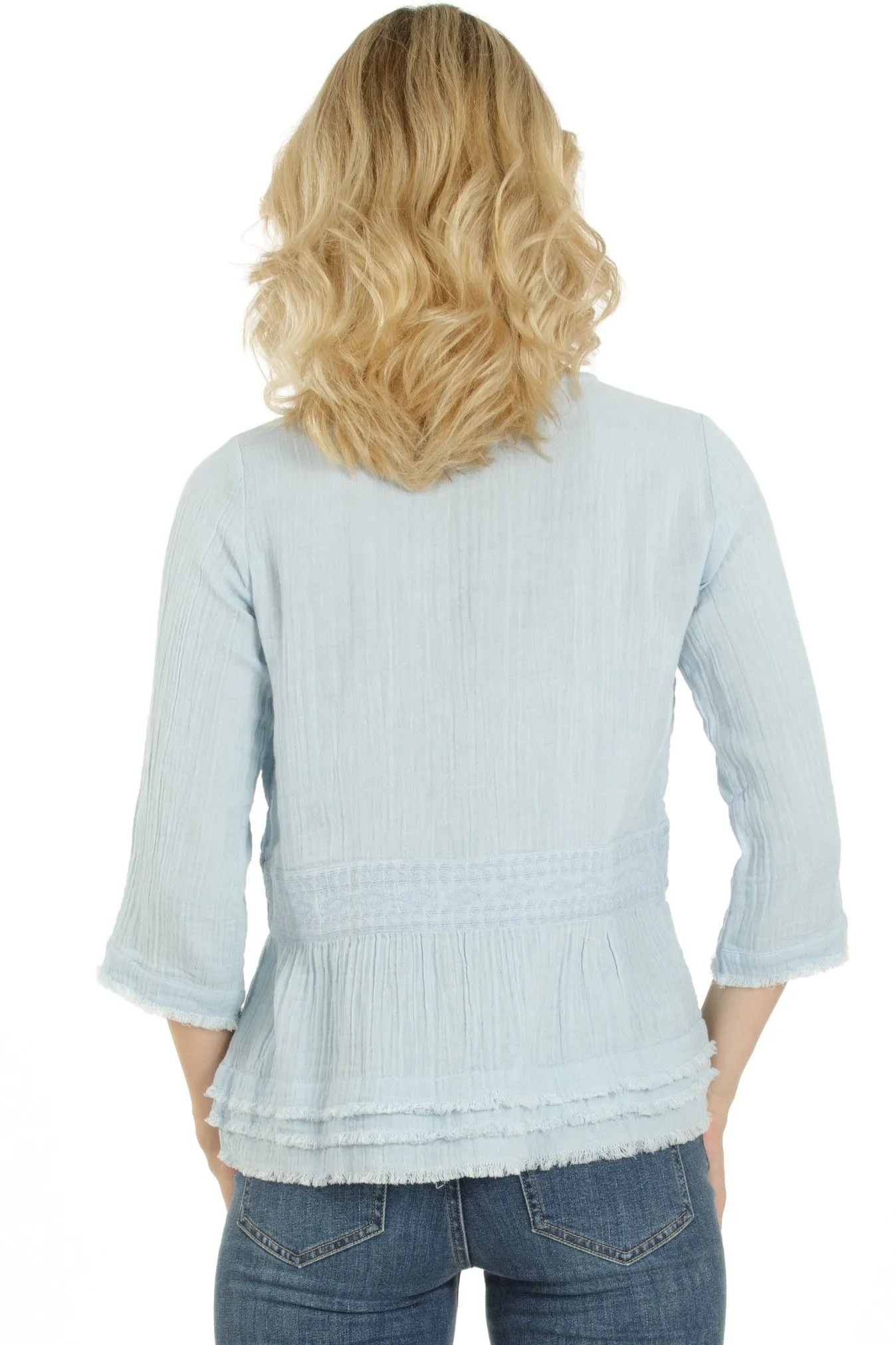 Embroidered Pull Over With Layered Hem